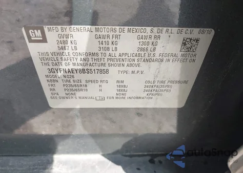 2011 Cadillac Srx Luxury Collection from USA, damaged, VIN 3GYFNAEY8BS517858